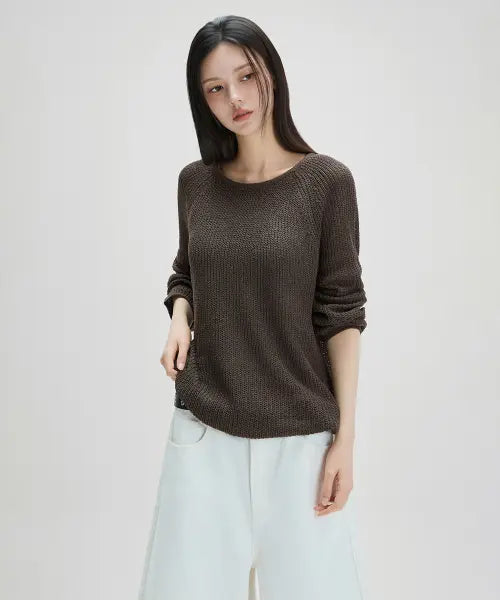 [MIXXO] [Essential] Loose Fit Long Sleeve Knit / [에센셜] 루즈핏 긴팔 니트_MIWKAG530T