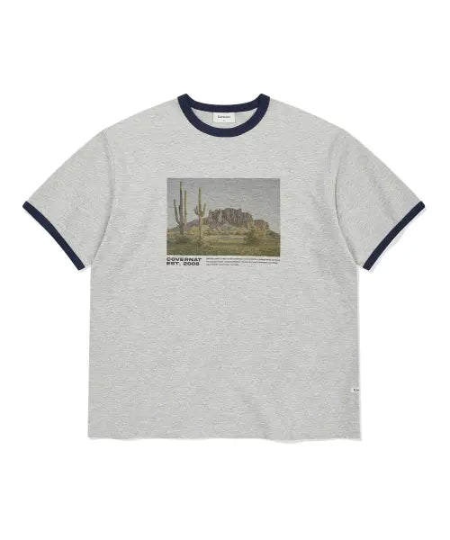 [COVERNAT] CACTUS VALLEY GRAPHIC T-SHIRT / 캑터스 밸리 그래픽 티셔츠 멜란지 그레이