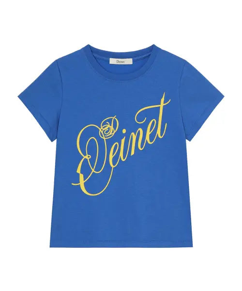 [DEINET] ROSE TYPO GRAPHIC T-SHIRT IN BLUE