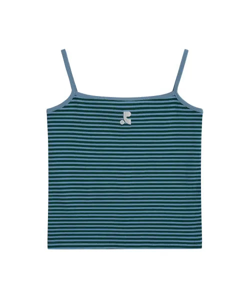 [REST\u0026RECREATION] STRIPE LOGO SLEEVELESS - BLUE