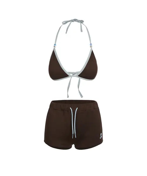 [REST\u0026RECREATION] RR LOGO CHARM BIKINI - BROWN