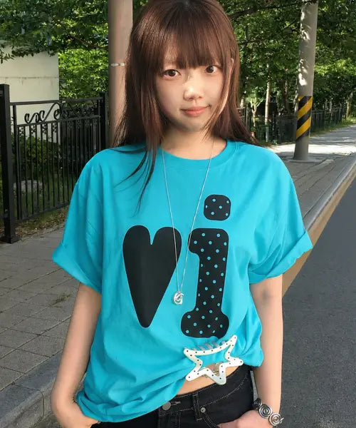 [VIDEO JOCKEY] Vivi T-Shirt [Mint Blue] / 비비 티셔츠 [민트블루]
