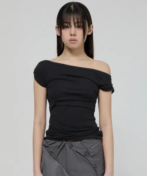 [FLAREUP] Draped Top (FL-130_Black)