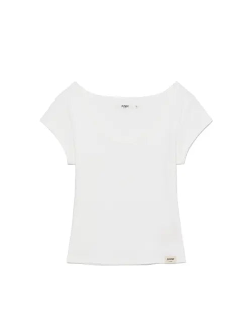 [GLOWNY] G DEEP SCOOP TEE (WHITE)