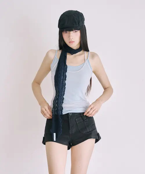 [MIRECO] SOFT MESH LAYER CAMI COTTON CANDY
