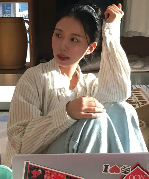[MIND BRIDGE WOMEN] [W]Stripe Overfit Shirt - 2color / [W]스트라이프 오버핏 셔츠 - 2color