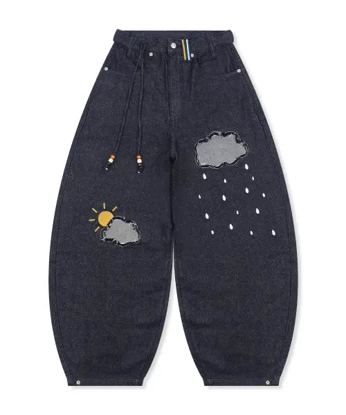[RuNaKi'Hu'] WXP077 Hidamari Mongle Mongle Balloon Pants (Indigo) / WXP077 히다마리 몽글몽글 벌룬 팬츠 (INDIGO)