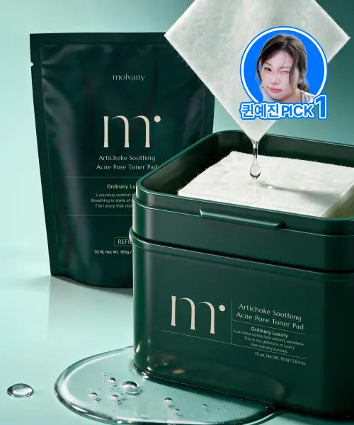 [MOLVANY] molvany Artichoke Soothing Acne Pore Toner Pad Refill Set / 아티초크 토너 패드 70매 본품 + 리필 세트 (각 1개)