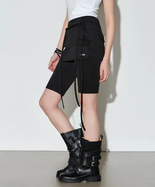 [HELENE PARIS] Skirt Layering Biker Shorts [Black] / 스커트 레이어링 바이커 숏츠 [블랙]