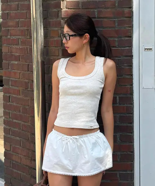 [GLOWNY] G CLASSIC SCOOP NECK SLEEVELESS (OATMEAL)