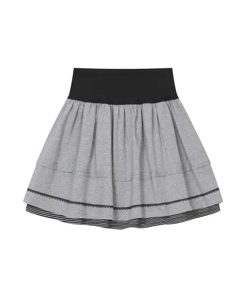 [BAUF] Lace Shirring Skirt [Gray] / 레이스 셔링 스커트 [그레이]