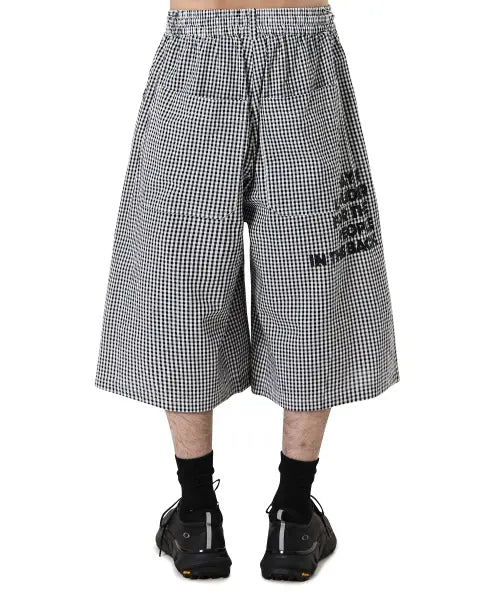 [OPENYARD(OY)] CHECK WIDE SHORTS - BLACK
