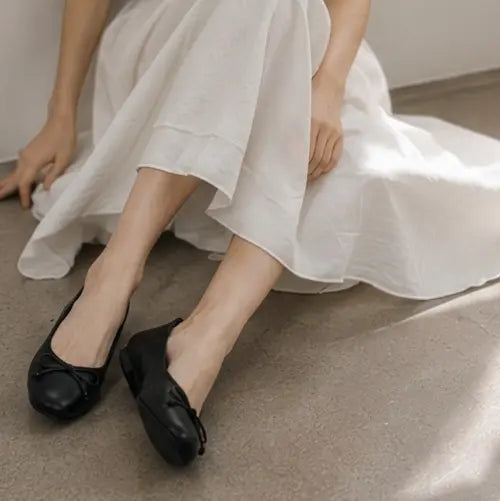 [KUMKANG] FAIR LADY Women's Leather Ballet Flats / FAIR LADY 여성 소가죽 리본 밴딩 플랫 RICPUC6012WFAIF1