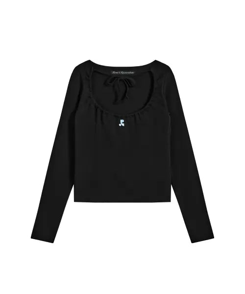 [REST\u0026RECREATION] TIE LONG SLEEVE TOP - BLACK