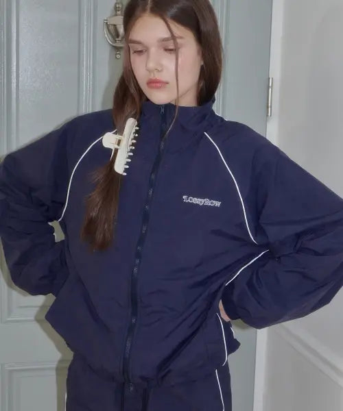 [LOSSYROW] Double Line Track Jacket navy