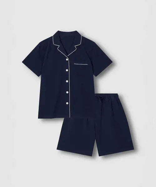 [JAJU] Yeoh Soe Seoker 5-part Pajama Set - Navy / 여 시어서커 5부 파자마 세트_네이비