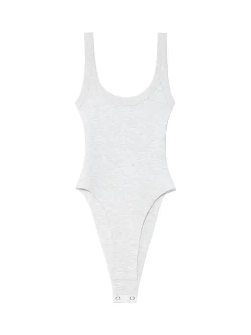 [GLOWNY] G SCOOP NECK BODYSUIT (WHITE MELANGE)