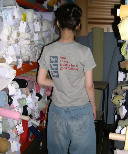 [SEW-B] Post Semi-Crop Short-Sleeve T-Shirt [Grey Melange] / post 세미크롭 반팔티 [그레이 멜란지]