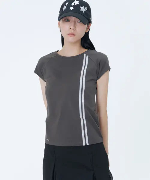 [MISEKI SEOUL] Double tape short sleeve CHARCOAL