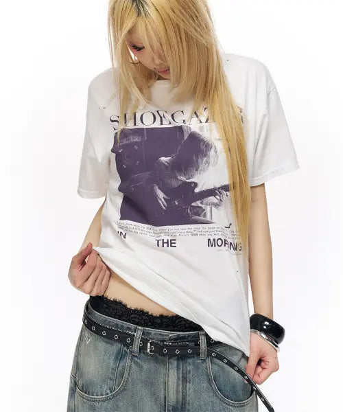 [SCHISM INDUCING] SHOEGAZER T SHIRT WHITE