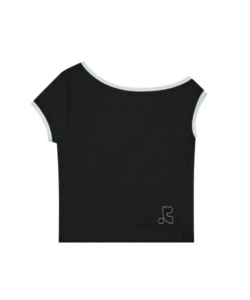 [REST\u0026RECREATION] ONE SHOULDER T-SHIRT - BLACK