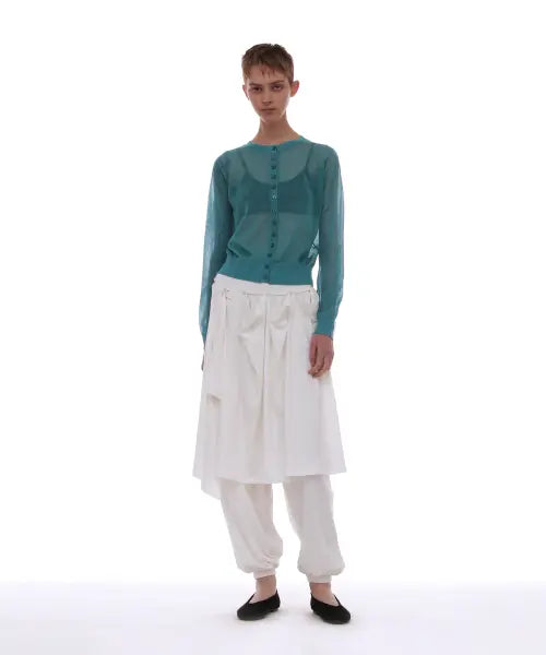 [PARTIMENTO WOMEN] PWC CURTAIN SKIRT LAYERED HAREM PANTS_WHITE / PWC 커튼 스커트 레이어드 하렘 팬츠_화이트