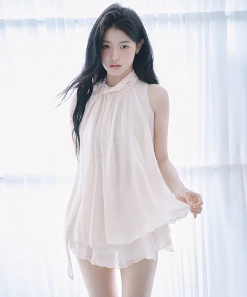 [REISE MIYA] YUI RUFFLE BLOUSE [PEACH PINK] / 유이 러플 블라우스 [PEACH PINK]
