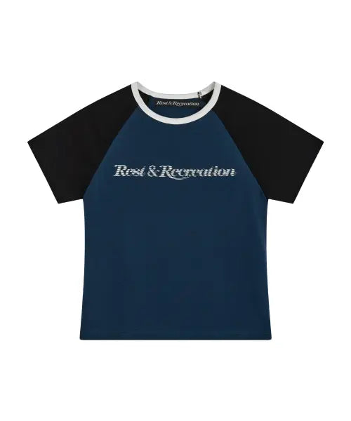 [REST\u0026RECREATION] RAGLAN HALF SLEEVE TOP - NAVY