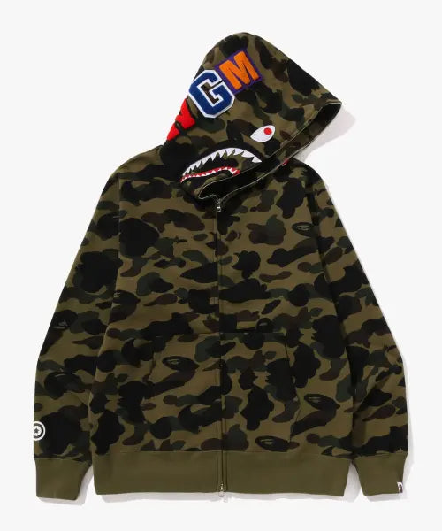 [BAPE] First Camo Shark Full Zip Hoodie (M) GREEN / 퍼스트 카모 샤크 풀 집 후드(M) GREEN