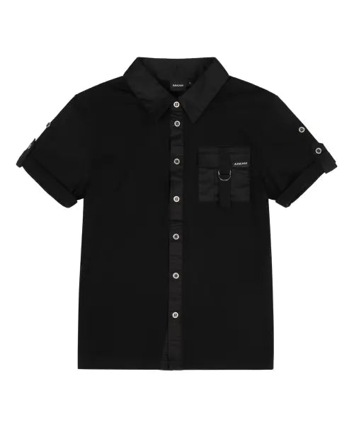 [AAKAM] Roll-Up Pocket Shirts (Black)