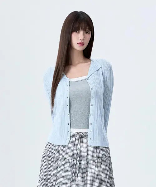 [MIXXO] Open Collar Ribbed Summer Cardigan / 오픈카라 골지 썸머 가디건 RE CKG71AS_MIWCKG91QS