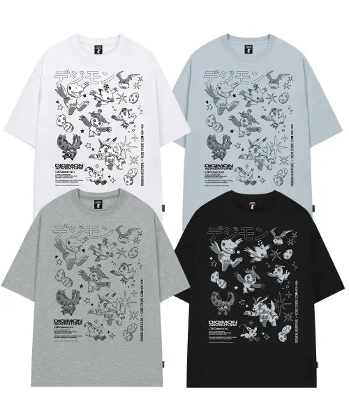 [ODDSTUDIO] Digimon Adventure Rookie Stage Digimon Overfit T-shirt - 4 Colors / [디지몬 어드벤처] Rookie Stage Digimon Overfit T-shirt - 4COLOR