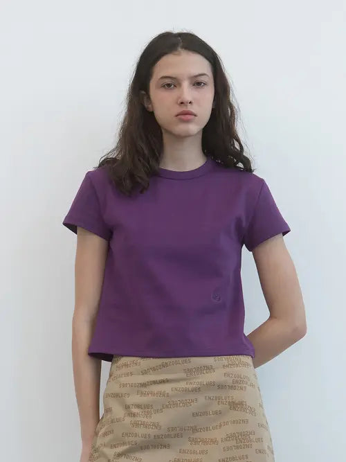 [ENZO BLUES] Regular Cap-Sleeve T-shirt (Purple) / 레귤러 캡 슬리브 티셔츠 (Purple)