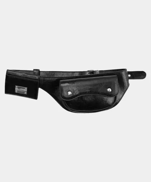 [MACOI] Multi-Layered Eyelet Western Mini Pocket Keyring Belt Bag [Black] / 멀티 레이어드 아일렛 웨스턴 미니 포켓 키링 벨트백 [블랙]