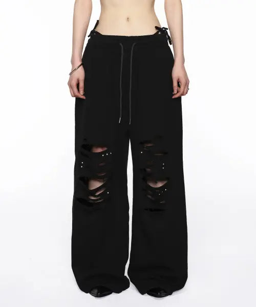 [ROCKCAKE] Cross Hotfix Damage Jogger - Black