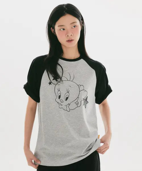 [SPAO] Tweety Raglan Short Sleeve T-shirt / [트위티] 래글런 반팔 티셔츠_SPRLG37U07