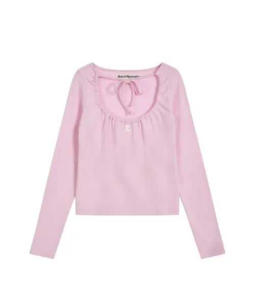[REST\u0026RECREATION] TIE LONG SLEEVE TOP - PINK