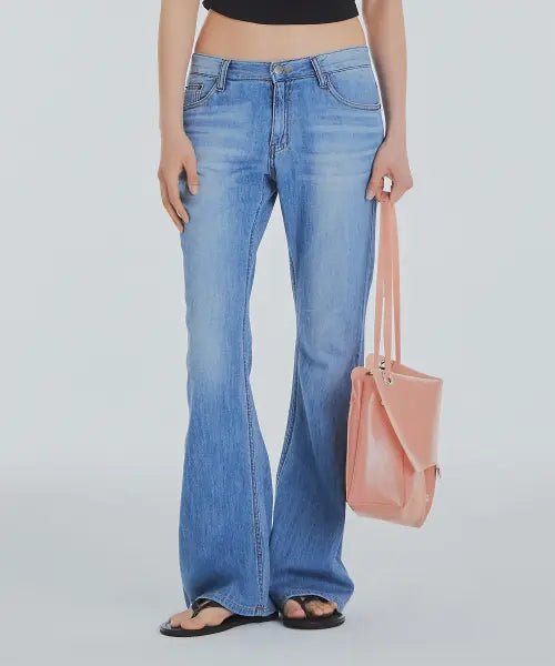 [FRANTICSERVICE] Low-rise bootcut jeans - LightBlue / 로우라이즈 부츠컷 데님 팬츠 - 라이트블루