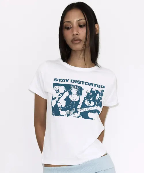 [FANCY CLUB] DISTORT CLUB TEE (WHITE) F26QB083 / 디스톨트 클럽 티 (WHITE) F26QB083
