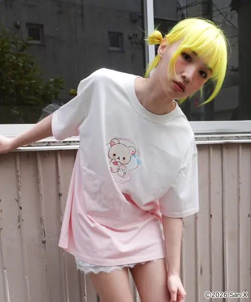 [YOUHEE] [KORILAKKUMA] DYEING T-SHIRTS PINK