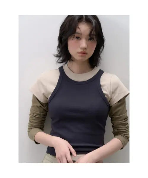 [8SECONDS] 3-in-1 Layered T-Shirt - Khaki / 3 IN 1 레이어드 티셔츠  카키