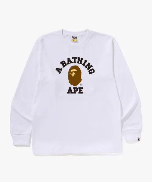 [BAPE] College Long Sleeve T-Shirt (M) White / 콜리지 롱슬리브 티셔츠(M) WHITE