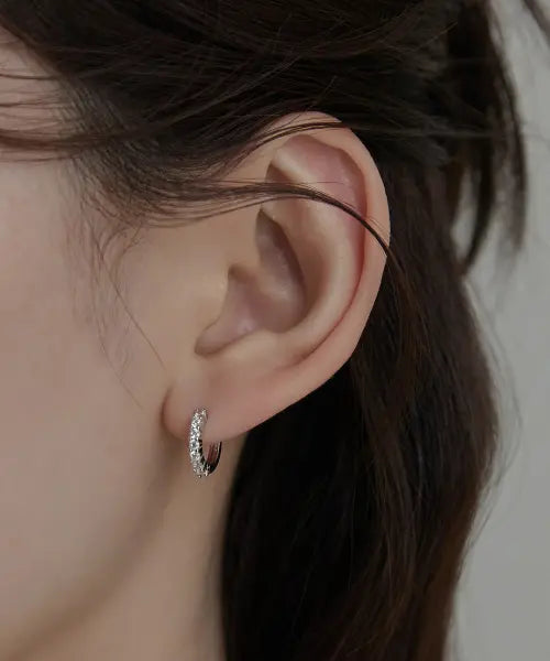 [goldndear] 14KGF Mini Plain Cubic Ring Earrings / 14KGF 미니 민자 큐빅링귀걸이