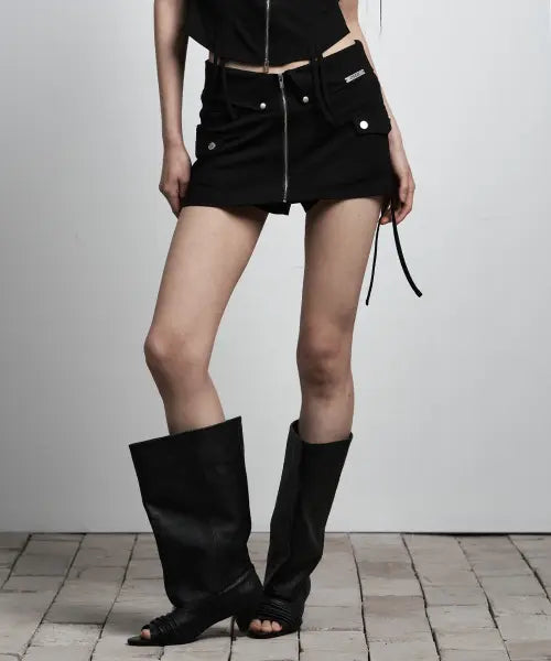 [AS YOU ARE] FOLDING HIDDEN SKIRT PANTS BLACK / 폴딩 히든 스커트 팬츠 블랙