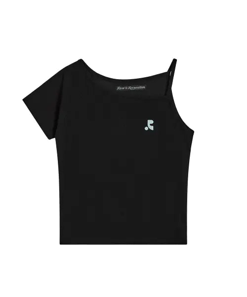[REST\u0026RECREATION] UNBALANCED KNIT TOP - BLACK