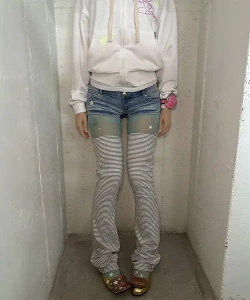 [SCULPTOR] Everyday Stripe Leg Warmer Melange Gray