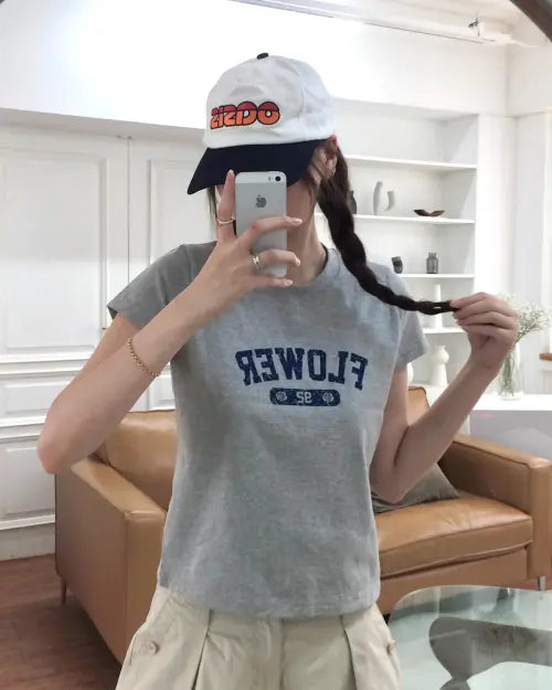 [HAVISM] FLOWER S/S TEE(GREY)