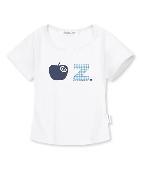 [FUZZY SCAN] Alphabet Apple Short Sleeve T-Shirt White / 알파벳 애플 슬림 반팔티 화이트