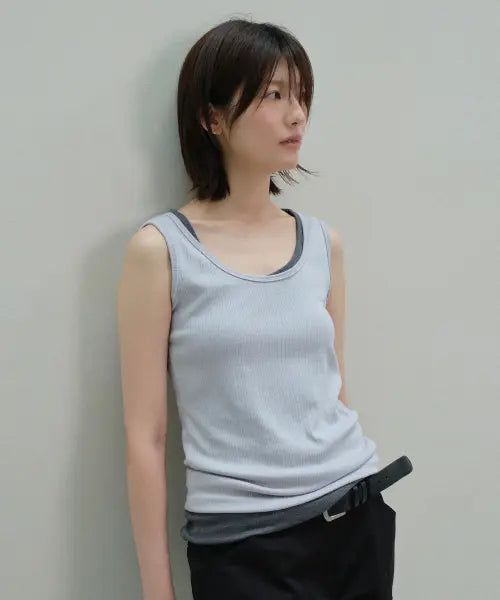 [DIVEIN WOMEN] RIBBED SOFT SLEEVELESS (LIGHT GRAY)