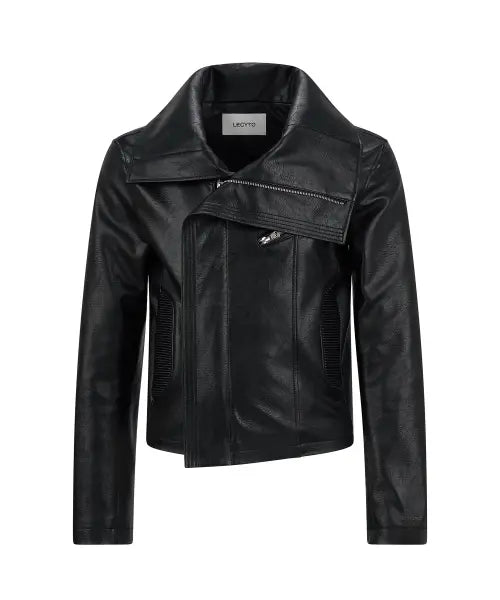 [LECYTO] Asymetrique Leather Jacket_[Black]